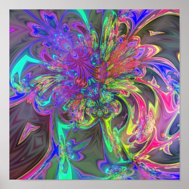 Glowing Burst of Colour – Teal & Violet Deva Poster (Front)