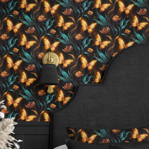 Glowing Butterflies and Flowers Wallpaper