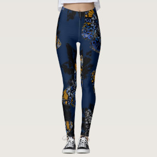 Glowing Butterflies in Darkness Art Yoga Leggings