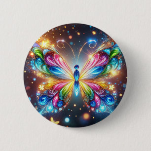Glowing Butterfly 6 Cm Round Badge
