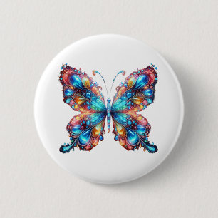 Glowing Butterfly 6 Cm Round Badge