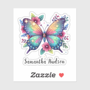 Glowing butterfly personalised custom name sticker