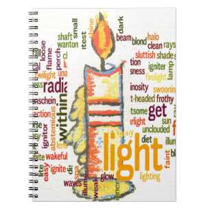 Glowing Candle Light Word Cloud Design Notebook