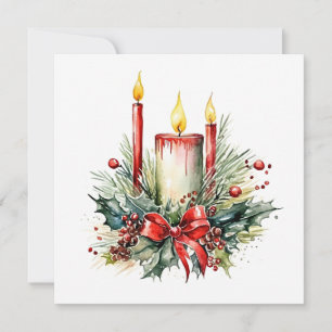 "Glowing Candles & Silent Night: Serene Christmas  Card