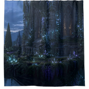 Glowing Castle Island Shower Curtain