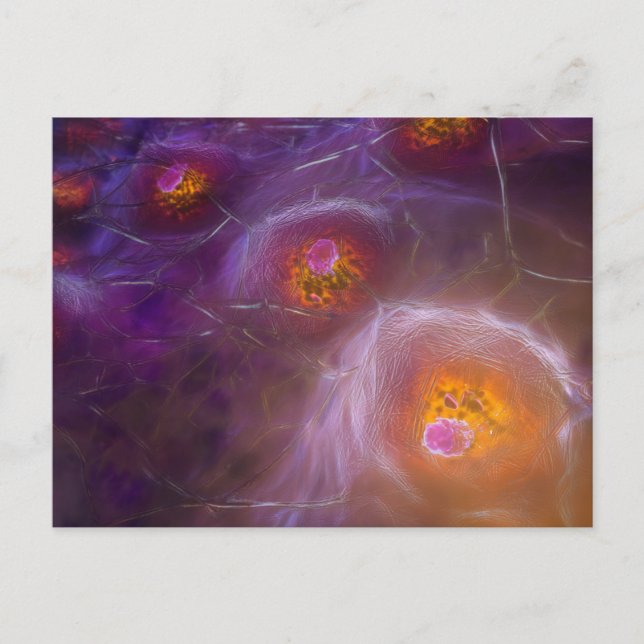 Glowing Cellular Network Abstract Art Postcard (Front)