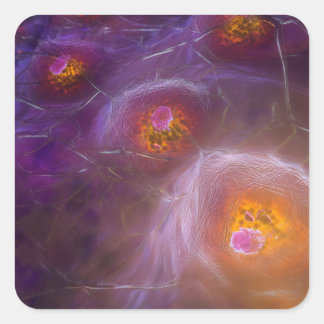 Glowing Cellular Network Abstract Art Square Sticker