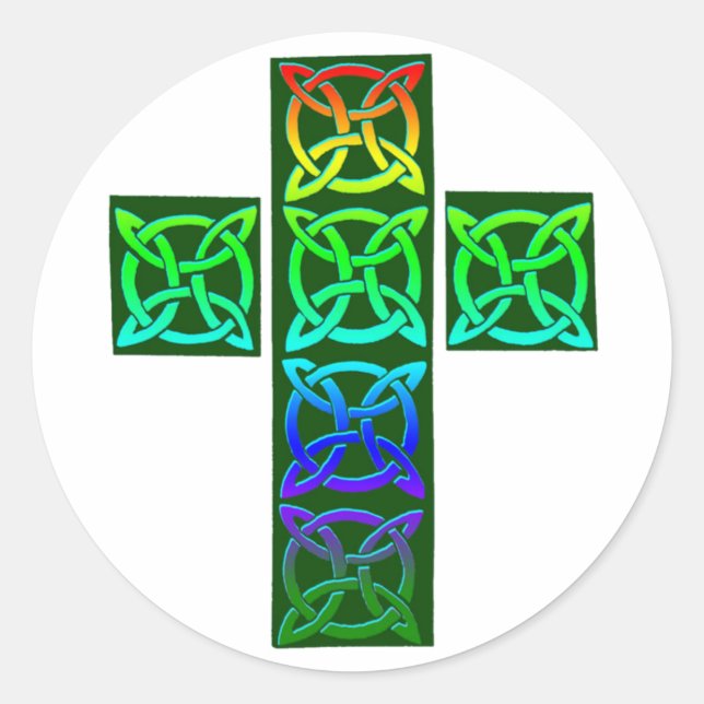 Glowing Celtic Cross Classic Round Sticker (Front)
