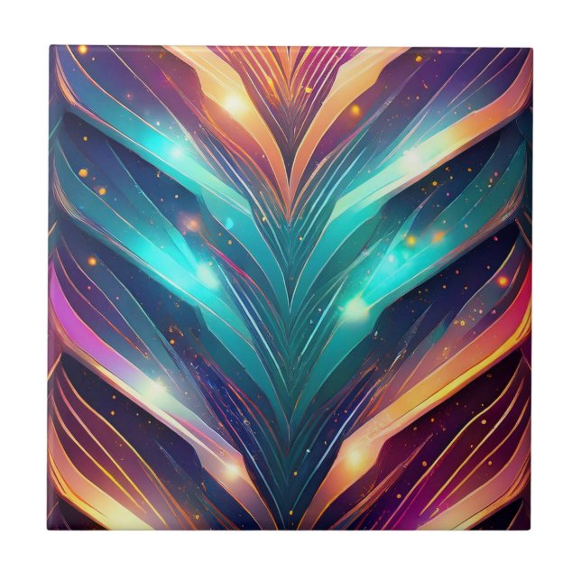 Glowing Chevron Number Four  Ceramic Tile (Front)