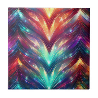 Glowing Chevron Number Three  Ceramic Tile