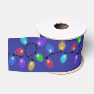 Glowing Christmas Lights Grosgrain Ribbon