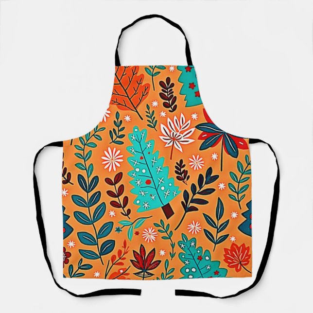 Glowing Christmas Pattern Design Apron (Front)