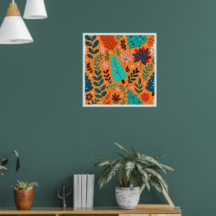 Glowing Christmas Pattern Design Poster