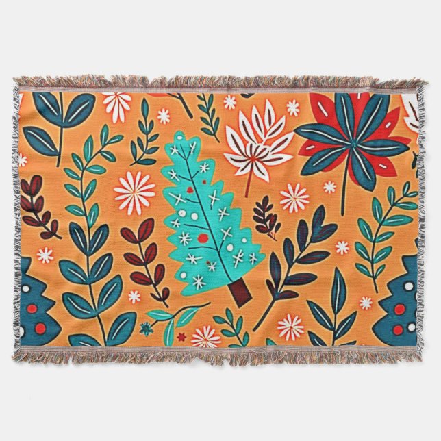 Glowing Christmas Pattern Design Throw Blanket (Front)