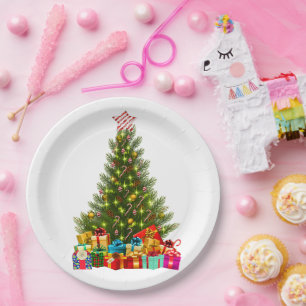 Glowing Christmas Tree Star Light Decoration  Paper Plate