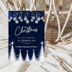 Glowing Christmas Trees Holiday Party Invitation