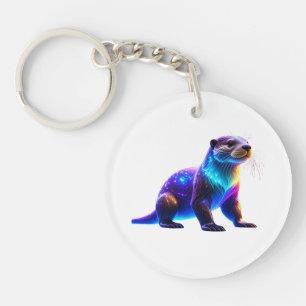Glowing Colourful Otter Art Key Ring