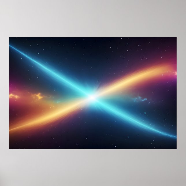 Glowing Cosmic Energy Collision Abstract Space Poster (Front)