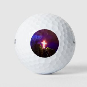 Glowing Cross At Night God Loves Golf Balls