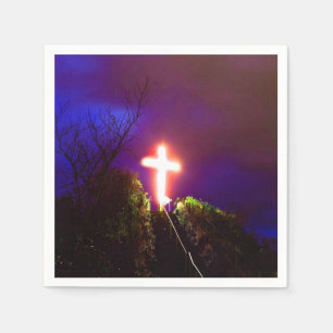 Glowing Cross At Night God Loves Napkin