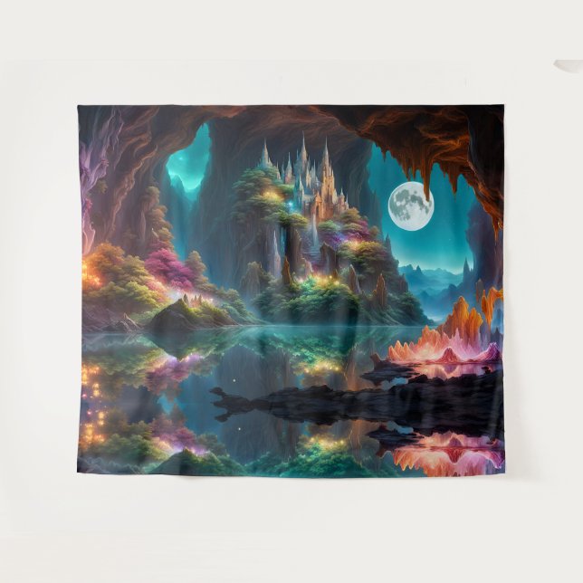 Glowing crystal Cave Tapestry (Front (Horizontal))