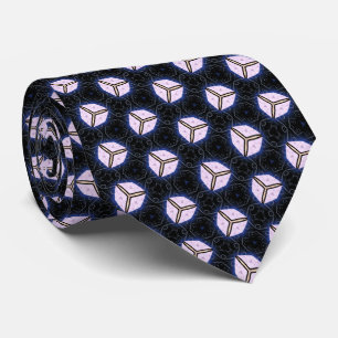 Glowing Cubes on Blue Neck Tie