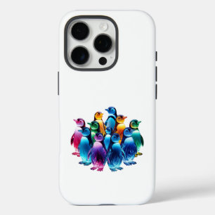 Glowing Cute Penguins iPhone 16 Pro Case