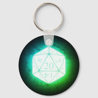 Glowing d20 Greenleaf Key Ring