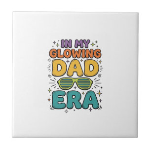Glowing Dad Era Retro Sunglasses Dad Shirt Design_ Ceramic Tile