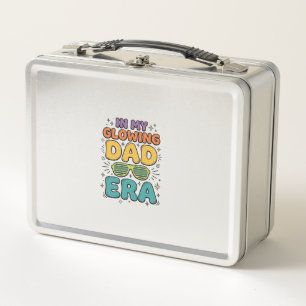 Glowing Dad Era Retro Sunglasses Dad Shirt Design_ Metal Lunch Box