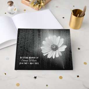Glowing Daisy In Raindrops Funeral Guest Book