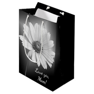 Glowing Daisy on Black For Mum Medium Gift Bag