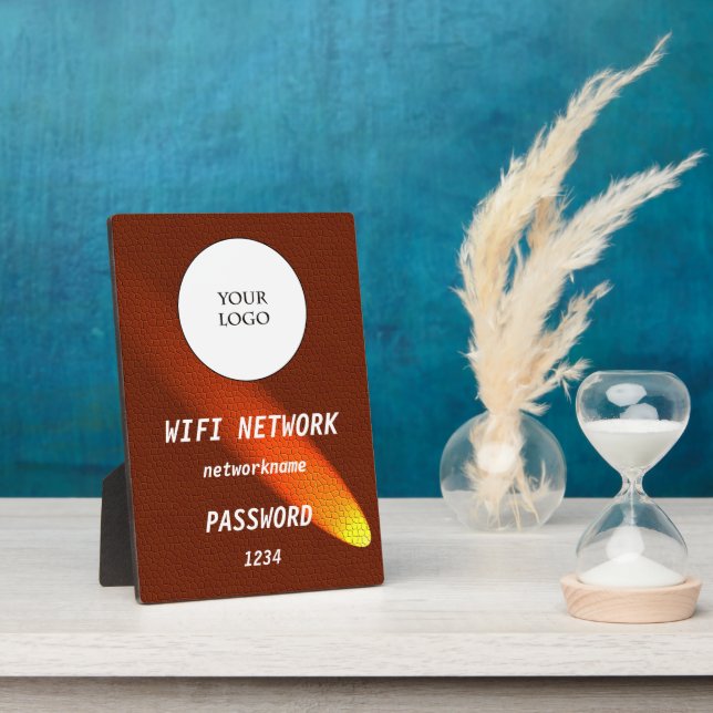 Glowing Dark Brown Leather Share Wifi Network Plaque (Side)