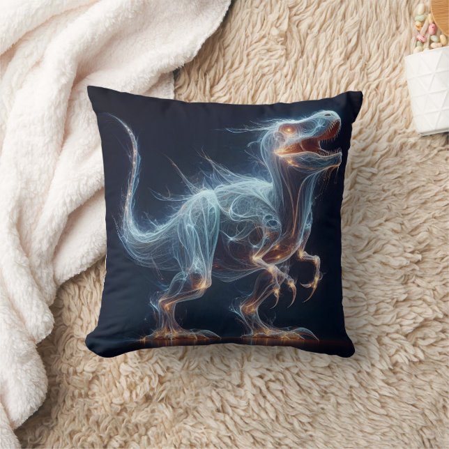 Glowing Dinosaur in Mystical Environment at Night Cushion (Blanket)