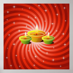 Glowing Diwali Lamps Poster
