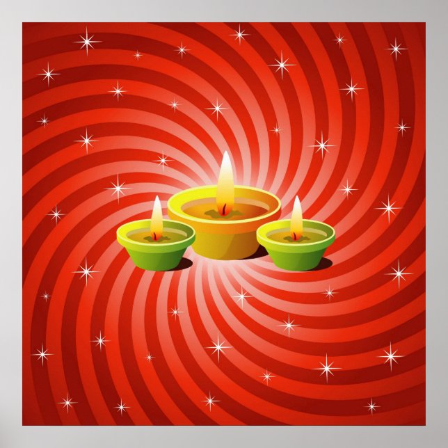 Glowing Diwali Lamps Poster (Front)