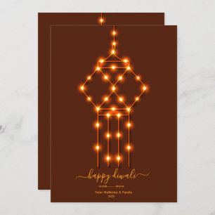 Glowing Diwali Lantern of Decorative Lights Holiday Card