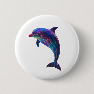 Glowing Dolphin Art 6 Cm Round Badge
