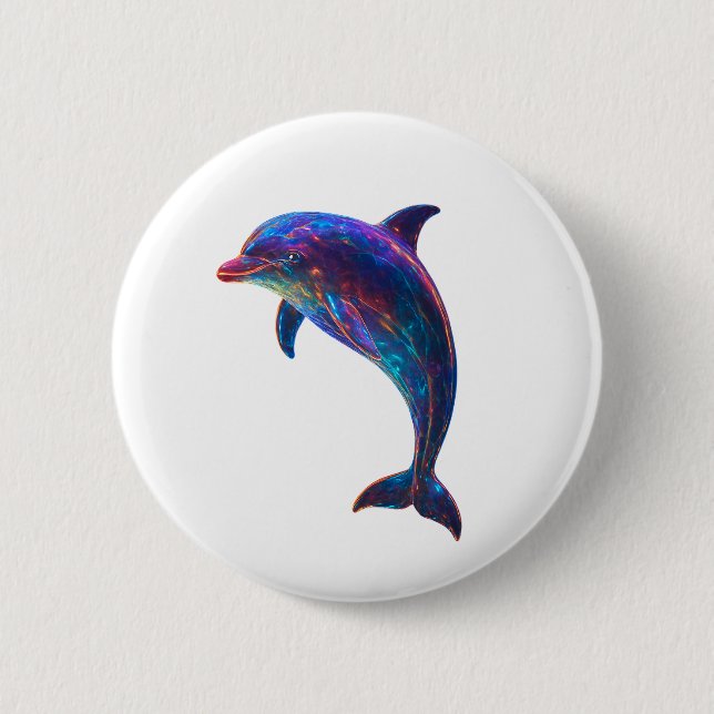 Glowing Dolphin Art  6 Cm Round Badge (Front)