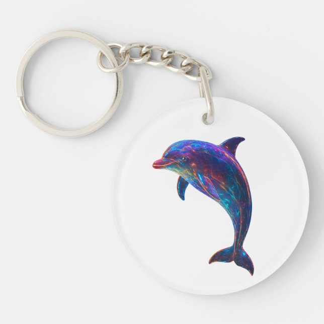 Glowing Dolphin Art  Key Ring (Front)