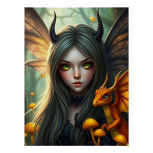 Glowing Dragon Fairy Art  Poster