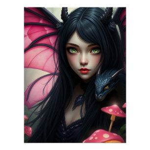 Glowing Dragon Fairy Art  Poster