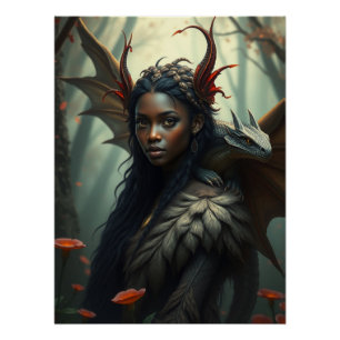 Glowing Dragon Fairy Art Poster