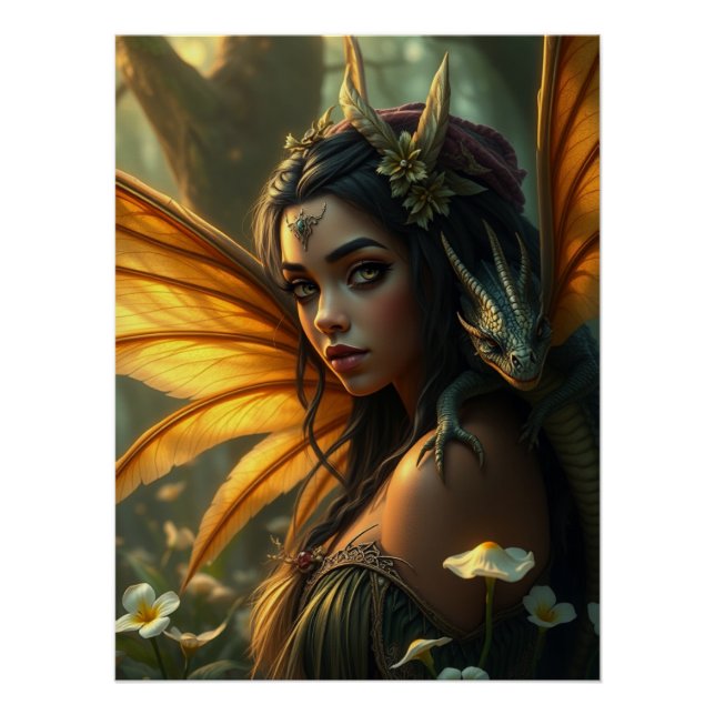 Glowing Dragon Fairy Art  Poster (Front)