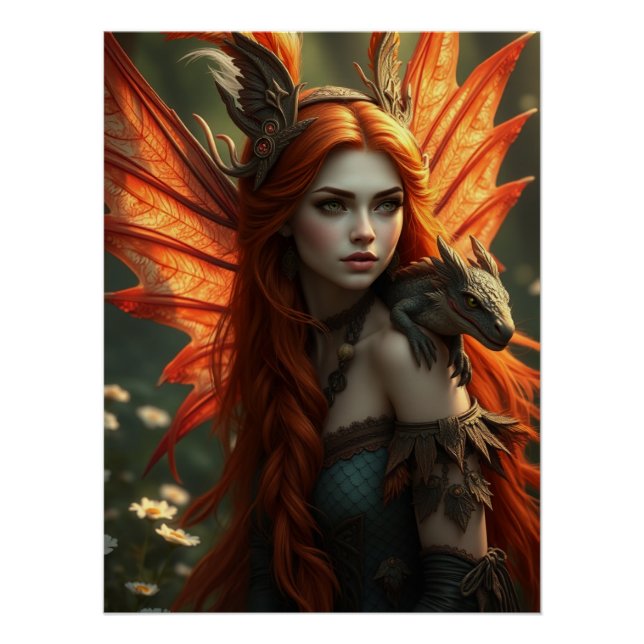 Glowing Dragon Fairy Art  Poster (Front)