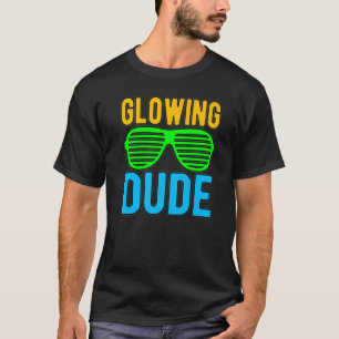 Glowing Dude party 80s vintage retro colourful whi T-Shirt