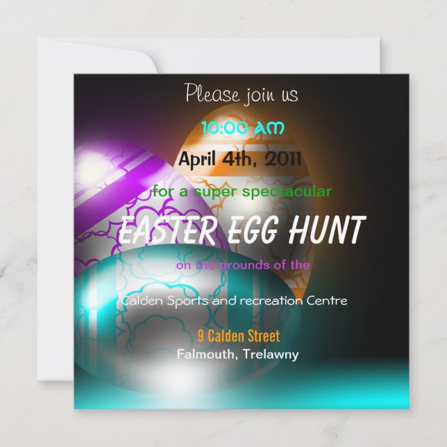 Glowing Easter Eggs Easter Egg Hunt Invitation (Front)
