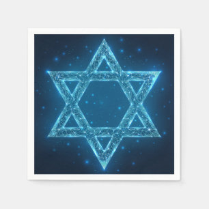 Glowing Electric Star of David Hanukkah Napkin