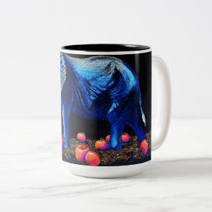 Glowing Elephant and Apples Two-Tone Coffee Mug