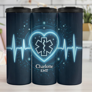 Glowing EMT Heartbeat Personalise Design Thermal Tumbler